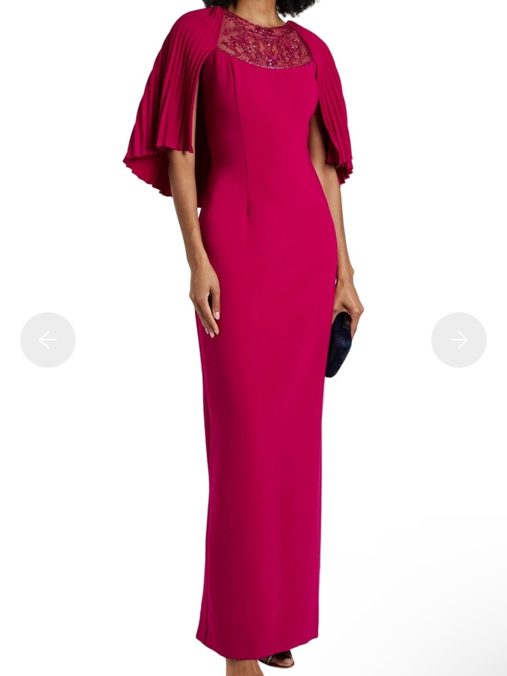 Theia Embellished Cape-Effect Crepe Gown Maxi Gown Size